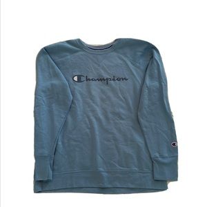 CHAMPION REVERSE WEAVE Unisex Sweatshirt 2XL Crew Neck Spellout Logo Blue